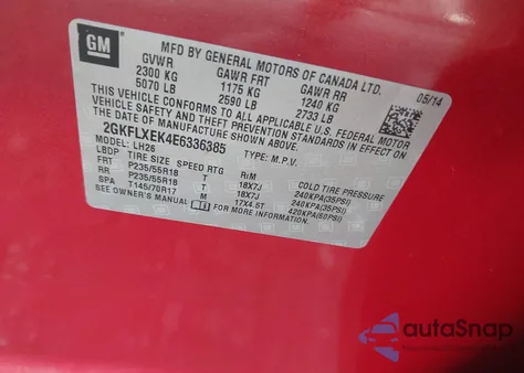 2014 GMC Terrain Slt-1 из США, поврежденный, VIN 2GKFLXEK4E6336385